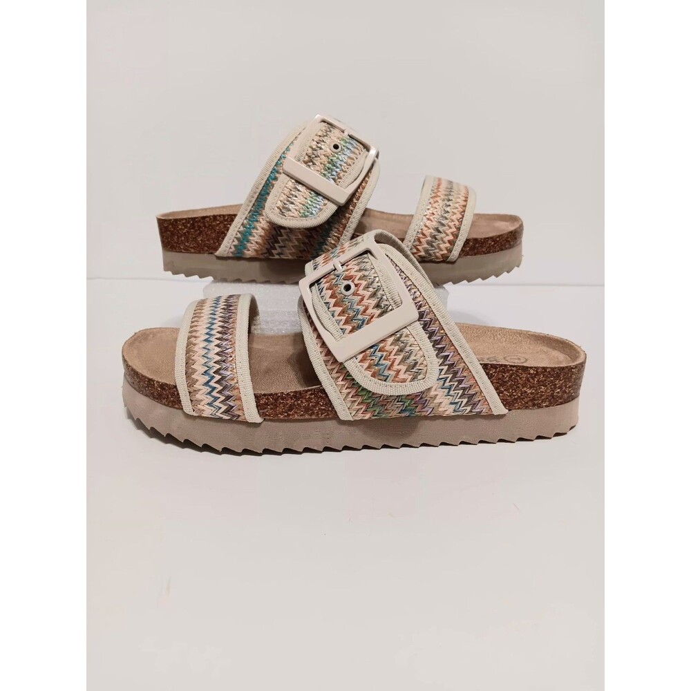 Bjorndal Anne Marie Woven Footbed Sandals Multicolored Strap Corked Sole Sz 7M